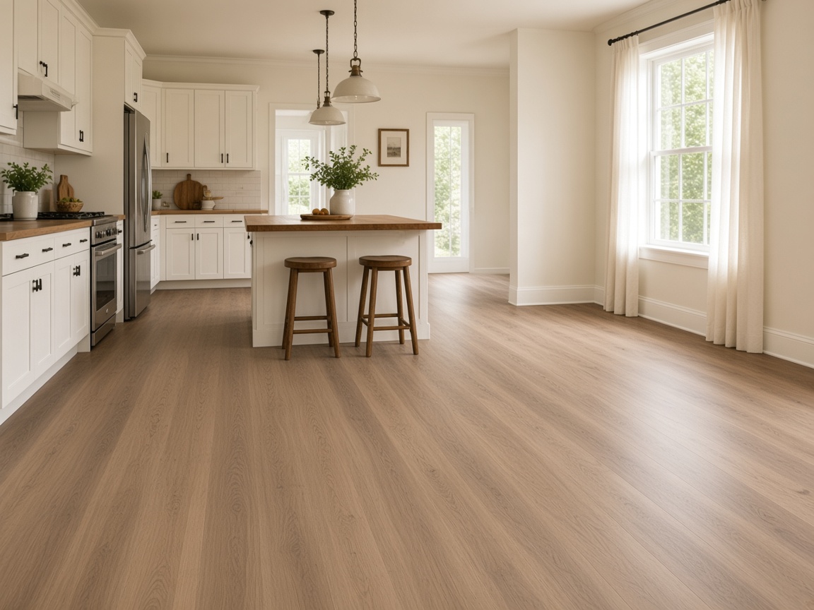 New vinyl plank floor in a kitchen